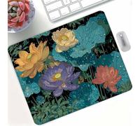 Tapis de Souris Gaming Bleu Lotus Conception Motifs, Petit Tapis de Bureau, Surface Lisse, Compact et Lavable, Migliorare la Precisione e la Velocità, pour Ordinateur Bureau Maison 29x24 cm d0d-310