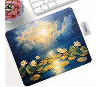 Tapis de Souris Gaming Bleu Lotus Conception Motifs, Petit Tapis de Bureau, Surface Lisse, Compact et Lavable, Migliorare la Precisione e la Velocità, pour Ordinateur Bureau Maison 29x24 cm d0d-337