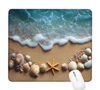 Tapis de Souris Gaming Bleu, Plage Petit Tapis Souris 420x350x3mm, Petit Mouse Pad à Bords Cousus, avec sous Main Bureau Étanche Antidérapante, Accessoire Bureau, pour Maison/Travail/Gamer D-286