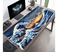 Tapis de Souris Gaming Bleu, Tapis de Souris XXL 1200x600x3mm, Étendue Base Anti-Dérapage Desk Mat, Imperméable Surface, Bords Cousus, Lavable Mouse Pad OcéAn pour Maison Bureau Jeux PjY248 5-8