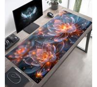 Tapis de Souris Gaming Bleu, Tapis de Souris XXL 80 x 40 cm, Étendue Base Anti-Dérapage, Imperméable Surface, Bords Cousus, Lavable Mouse Pad Fleur pour Maison Jeux PjY4454 3-W