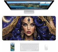 Tapis de Souris Gaming Bleu, Tapis de Souris XXL 800x300x3mm, Tapis de Bureau avec Bords Cousus, Mouse Pad Améliorer Précision et Vitesse, Accessoire Bureau et Gaming Accessoire Cadeau, Reine 4-7569