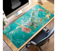 Tapis de Souris Gaming Bleu, Tapis de Souris XXL 800x400x3mm, Étendue Base Anti-Dérapage Mat, Imperméable Surface, Bords Cousus, Lavable Mouse Pad Oiseau pour Maison Bureau Ordinateur PjY1984 M-A
