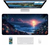 Tapis de Souris Gaming Bleu, Tapis de Souris XXL 800x400x3mm, Tapis de Bureau avec Bords Cousus, Mouse Pad Améliorer Précision et Vitesse, Accessoire Bureau et Gaming Accessoire Cadeau, Lune 2-6867