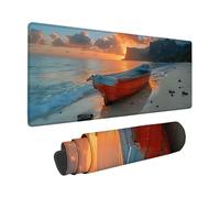 Tapis de Souris Gaming, Bord de la Mer Tapis de Souris XXL 900 X 400 mm, Large Mouse Pad Bleu Motif avec Bords Cousus pour Améliorer Précision et Rapidité, Base en Caoutchouc Antidérapant -zzg2505NK