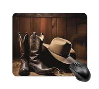Tapis De Souris Gaming Bottes Western avec Chapeau De Cowboy Noir Portable Tapis De Gaming Lavable Gaming Mousepad pour Ordinateur Pc Professionnels 25X30Cm