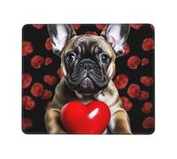 Tapis de Souris Gaming Bouvier français Tenant Un cœur Rouge Mouse Pad | 10x12in Confort Mousepad Antidérapante Tapis de souris de jeu pour Maison Clavier Accessoires