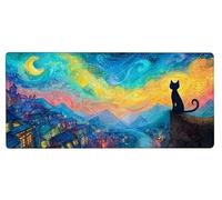 Tapis de Souris Gaming Chat Tapis Souris XXL 600x300x3mm, Mouse Pad Gamer Lune Grand Mousepad, Améliore la Précision et Rapidité, Imperméable Antidérapante Mousepad Accessoires Gaming, Cadeau X-G668