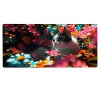 Tapis de Souris Gaming Chat Tapis Souris XXL 900x400x3mm, Mouse Pad Gamer Fleur Grand Mousepad, Améliore la Précision et Rapidité, Imperméable Antidérapante Mousepad Gaming Decor, Cadeau Homme I-MC57