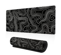 Tapis de Souris Gaming étendu-800×300×3MM-Mouse Pad Mat Bureau Extra Large, sous-Main de Claviers Prolongé avec Base Anti-érapante pour Bureau/Domicile/PC Jeux/Écriture (Carta Topografica Nera)