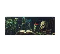 Tapis de souris gaming extra-large Dark Academia Goth Skull (30,5 x 80 cm) - Bords cousus résistants - Tapis de bureau XXL pour clavier et souris - Base en caoutchouc antidérapante et résistante à l