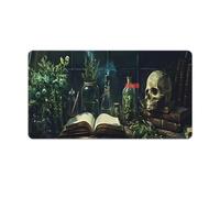 Tapis de souris gaming extra-large Dark Academia Goth Skull (40 x 76 cm) - Bords cousus résistants - Tapis de bureau XXL pour clavier et souris - Base en caoutchouc antidérapante et résistante à l'e