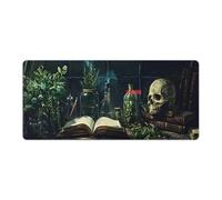 Tapis de souris gaming extra-large Dark Academia Goth Skull (40 x 90 cm) - Bords cousus résistants - Tapis de bureau XXL pour clavier et souris - Base en caoutchouc antidérapante et résistante à l'e