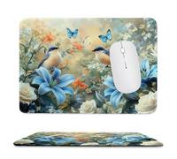 Tapis de Souris Gaming Fleur de lys Oiseau Petit Tapis Souris 300 x 250 mm, Petit Mouse Pad sous Main avec Base en Caoutchouc Antidérapante, Accessoire Bureau, pour Gamer, Bureau rf-27