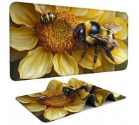Tapis de Souris Gaming, Fleur sous Main Bureau XXL 800x300cm g811g-15 | Suivi et Stabilité Optimum, abeille Mousepad avec Bords Cousus, Base en Caoutchouc Antidérapant pour Bureau Études