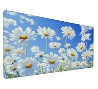 Tapis de Souris Gaming Fleur Tapis de Souris XXL 35.4x15.7x0.12 Inch Blanc Gaming Mousepad Extended Tapis de Bureau avec Imperméable Antidérapante et Bords Cousus pour PC, Ordinateur, Maison,Model 560