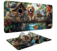 Tapis de Souris Gaming, forêt sous Main Bureau XXL 1200x600cm g811g-53 | Suivi et Stabilité Optimum, Animaux(2) Mousepad avec Bords Cousus, Base en Caoutchouc Antidérapant pour Bureau Études