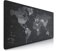 Tapis de Souris Gaming Global Wolf 900x400mm-sous-Main Bureau Gamer Extra Large XXL en Tissu,Base antidérapante-Motif planisphère et Loup-pour Tous Types de Souris et Claviers