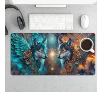 Tapis de souris gaming GoldenWolf bleu foncé, grand format (30 x 60 cm), avec base antidérapante en caoutchouc, imperméable, pour clavier et souris, idéal pour le bureau, la maison et les jeux vidéo.