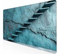 Tapis de Souris Gaming - Grand Tapis de Souris XXL 900 x 300 mm, Gaming Accessoire Surface Antidérapante pour Gamer, Deco Bureau, Mousepad avec Bords Cousus pour Bureau (Bleu Escaliers) -z1c09F17