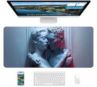 Tapis de Souris Gaming Gris, Tapis de Souris XXL 1200x600x3mm, Tapis de Bureau avec Bords Cousus, Mouse Pad Améliorer Précision et Vitesse, Accessoire Bureau et Gaming Accessoire Cadeau, Statue S-2049