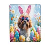 Tapis De Souris Gaming, Happy Pâques Chien Lhassa Apso Chiot Chien Mousepad Portable Mouse Pad Durable Tapis De Souris Gamer pour Ordinateur Souris 25X30Cm
