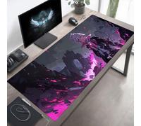 Tapis de Souris Gaming Homme, Tapis de Souris XXL 700x300x3mm, Étendue Base Anti-Dérapage, Imperméable Surface, Bords Cousus, Lavable Mouse Pad Noir pour Maison Jeux PjY10942 K-P