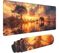 Tapis de Souris Gaming Jaune, Grand Tapis de Souris XXL 800x300x3 mm, éléphant Mouse Pad pour Clavier et Bureau, avec Bords Surpiqués et Dos Antidérapant Mousepad for Gamer Bureau Decor, Cadeau 1-8