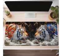 Tapis de Souris Gaming Jaune, Tapis de Souris XXL 90 x 40cm, Étendue Base Anti-Dérapage Desk Mat, Imperméable Surface, Bords Cousus, Lavable Mouse Pad Tigre pour Maison Bureau Jeux PjY7166 7-N