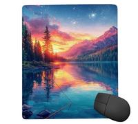 Tapis de Souris Gaming Lacs de Montagne Petit Tapis Souris 340 x 280 mm, Petit Mouse Pad sous Main avec Base en Caoutchouc Antidérapante, Accessoire Bureau, pour Gamer, Personnel de Bureau rf902