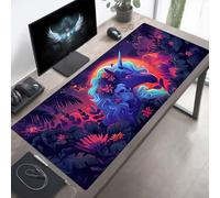 Tapis de Souris Gaming Licorne, Tapis de Souris XXL 1000x400x3mm, Étendue Base Anti-Dérapage, Imperméable Surface, Bords Cousus, Lavable Mouse Pad Noir pour Maison Bureau Jeux PjY1006 N-2