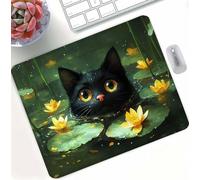Tapis de Souris Gaming Lotus Chat Conception Motifs, Petit Tapis de Bureau, Surface Lisse, Compact et Lavable, Migliorare la Precisione e la Velocità, pour Ordinateur Bureau Maison 29x24 cm d0d-152