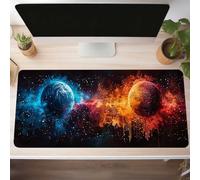 Tapis de Souris Gaming Loup, Tapis de Souris XXL 100 x 40cm, Étendue Base Anti-Dérapage Desk Mat, Imperméable Surface, Bords Cousus, Lavable Mouse Pad Blanc pour Maison Bureau Jeux PjY2562 C-A