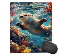 Tapis de Souris Gaming Loutre de mer corallienne Petit Tapis Souris 300 x 250 mm, Petit Mouse Pad sous Main avec Base en Caoutchouc Antidérapante, Accessoire Bureau, pour Gamer, Bureau rf-907