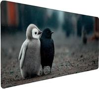 Tapis de Souris Gaming Manchot Tapis Souris XXL 1000x500x3mm, Mouse Pad Corbeau Grand Mousepad, Améliore la Précision et Rapidité, Imperméable Antidérapante Mousepad pour Accessoires Gaming R-ON12