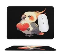 Tapis De Souris Gaming Mignon Oiseau Cockatiel avec Un Cœur Antidérapante Souris Tapis Portable Base De Table pour Accessoires Maison Gaming 10X12In