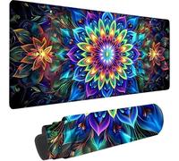 Tapis de Souris Gaming Noir, Grand Tapis de Souris XXL 1200 x 600 x 3 mm, Fleur Mouse Pad pour Clavier et Bureau, avec Bords Surpiqués et Dos Antidérapant Mousepad for Gamer Bureau Decor, Cadeau T-U