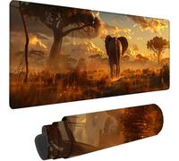 Tapis de Souris Gaming Noir, Grand Tapis de Souris XXL 600 x 400 x 3 mm, éléphant Mouse Pad pour Clavier et Bureau, avec Bords Surpiqués et Dos Antidérapant Mousepad for Gamer Gaming Accessoire M-Y