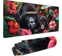 Tapis de Souris Gaming Noir, Grand Tapis de Souris XXL 700 x 400 x 3 mm, Chimpanzés Mouse Pad pour Clavier et Bureau, avec Bords Surpiqués et Dos Antidérapant Mousepad for Gamer Gaming Accessoire 5-6