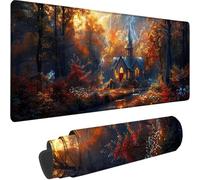 Tapis de Souris Gaming Noir, Grand Tapis de Souris XXL 700x300x3 mm, Automne Mouse Pad pour Clavier et Bureau, avec Bords Surpiqués et dos Antidérapant Mousepad for Gamer Gaming Accessoire, Cadeau 8-5
