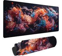 Tapis de Souris Gaming Noir, Grand Tapis de Souris XXL 800x300x3 mm, Animal Mouse Pad pour Clavier et Bureau, avec Bords Surpiqués et Dos Antidérapant Mousepad for Gamer Gaming Accessoire, Cadeau 8-5