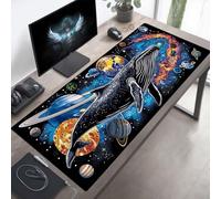 Tapis de Souris Gaming Noir, Tapis de Souris XXL 1000x400x3mm, Étendue Base Anti-Dérapage, Imperméable Surface, Bords Cousus, Lavable Mouse Pad Baleine pour Maison Jeux PjY2806 W-E
