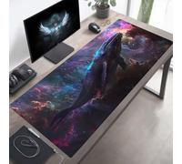Tapis de Souris Gaming Noir, Tapis de Souris XXL 1600x800x3mm, Étendue Base Anti-Dérapage Desk Mat, Imperméable Surface, Bords Cousus, Lavable Mouse Pad Baleine pour Maison Bureau Jeux PjY470 3-W