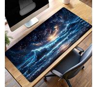 Tapis de Souris Gaming Noir, Tapis de Souris XXL 600x300x3mm, Étendue Base Anti-Dérapage Mat, Imperméable Surface, Bords Cousus, Lavable Mouse Pad OcéAn pour Maison Bureau Ordinateur PjY9354 9-5