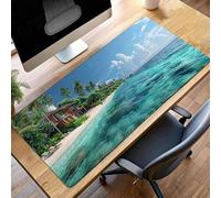 Tapis de Souris Gaming OcéAn, Tapis de Souris XXL 1400x600x3mm, Étendue Base Anti-Dérapage Mat, Imperméable Surface, Bords Cousus, Lavable Mouse Pad Bleu pour Bureau Ordinateur PjY10130 5-Y