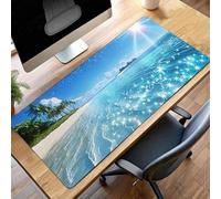 Tapis de Souris Gaming OcéAn, Tapis de Souris XXL 1600x800x3mm, Étendue Base Anti-Dérapage Mat, Imperméable Surface, Bords Cousus, Lavable Mouse Pad Bleu pour Bureau Ordinateur PjY10050 5-9