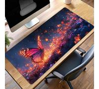 Tapis de Souris Gaming Papillon, Tapis de Souris XXL 160 x 80cm, Étendue Base Anti-Dérapage Mat, Imperméable Surface, Bords Cousus, Lavable Mouse Pad Rose pour Bureau Ordinateur PjY8626 Y-A