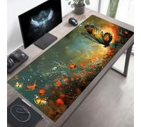 Tapis de Souris Gaming Papillon, Tapis de Souris XXL 700x300x3mm, Étendue Base Anti-Dérapage Desk Mat, Imperméable Surface, Bords Cousus, Lavable Mouse Pad Jaune pour Maison Bureau Jeux PjY2 Y-A