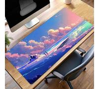 Tapis de Souris Gaming Paysage, Tapis de Souris XXL 100 x 40cm, Étendue Base Anti-Dérapage Mat, Imperméable Surface, Bords Cousus, Lavable Mouse Pad Bleu pour Maison Bureau Ordinateur PjY3370 U-B
