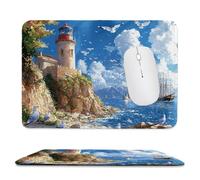 Tapis de Souris Gaming Phare Mouette Petit Tapis Souris 180 x 220 mm, Petit Mouse Pad sous Main avec Base en Caoutchouc Antidérapante, Accessoire Bureau, pour Gamer, Personnel de Bureau rf-146